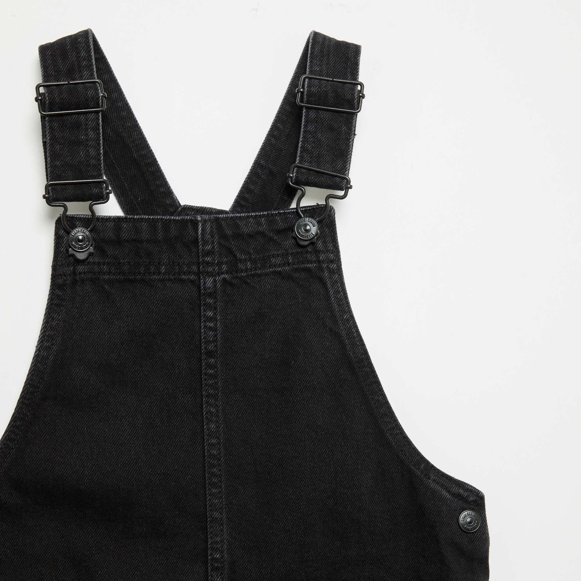 Robe salopette en jean avec 2 poches plaquées NOIR