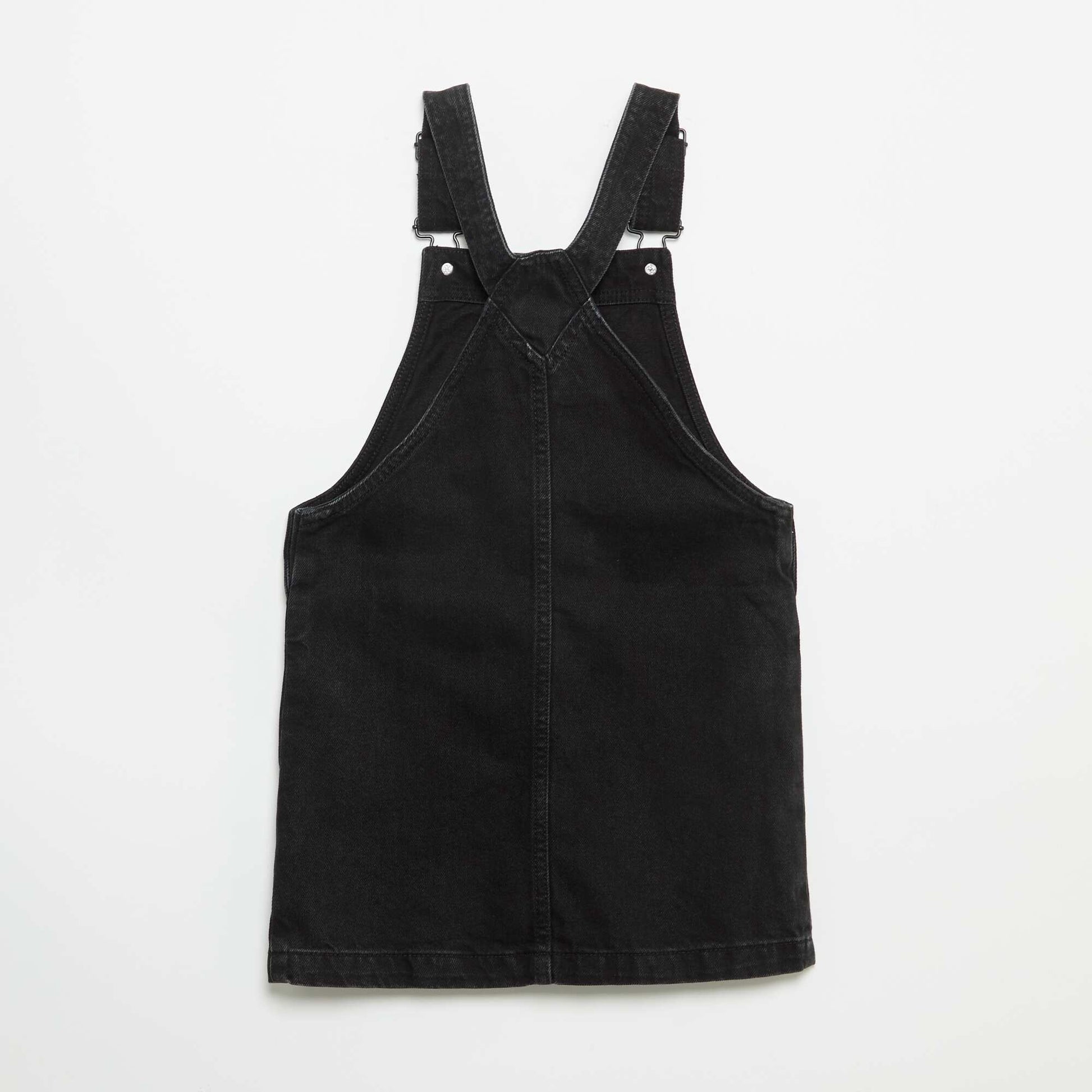Robe salopette en jean avec 2 poches plaquées NOIR