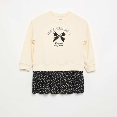 Robe 2 en 1 avec partie sweat-shirt BLANC