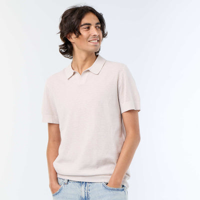 Polo manches courtes à maille ajourée GRIS