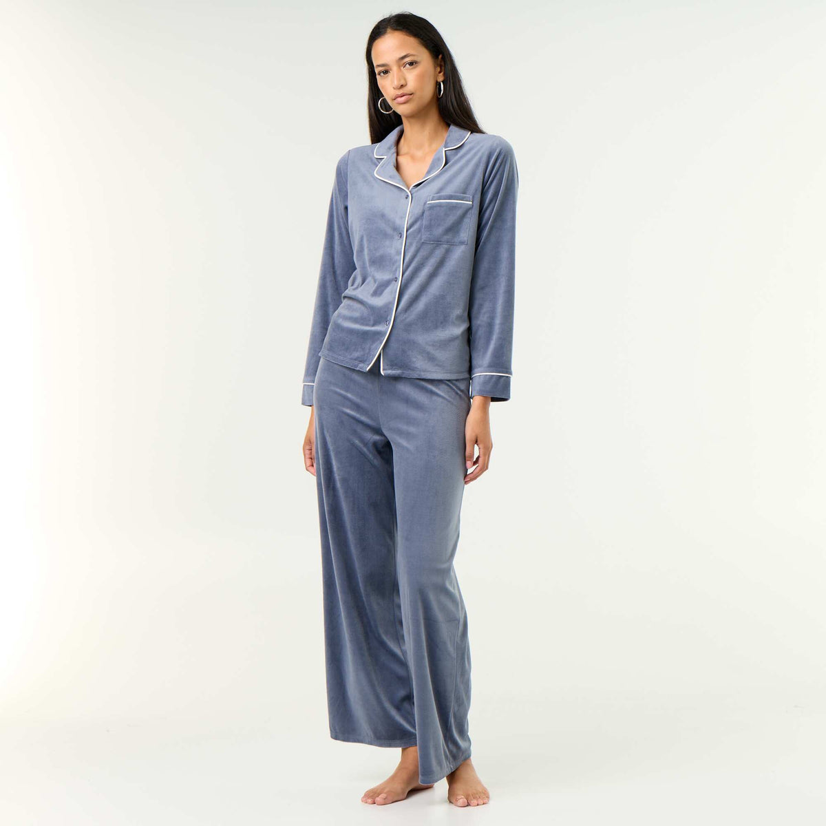 Ensemble pyjama 2 pièces - Chemisier + pantalon GRIS