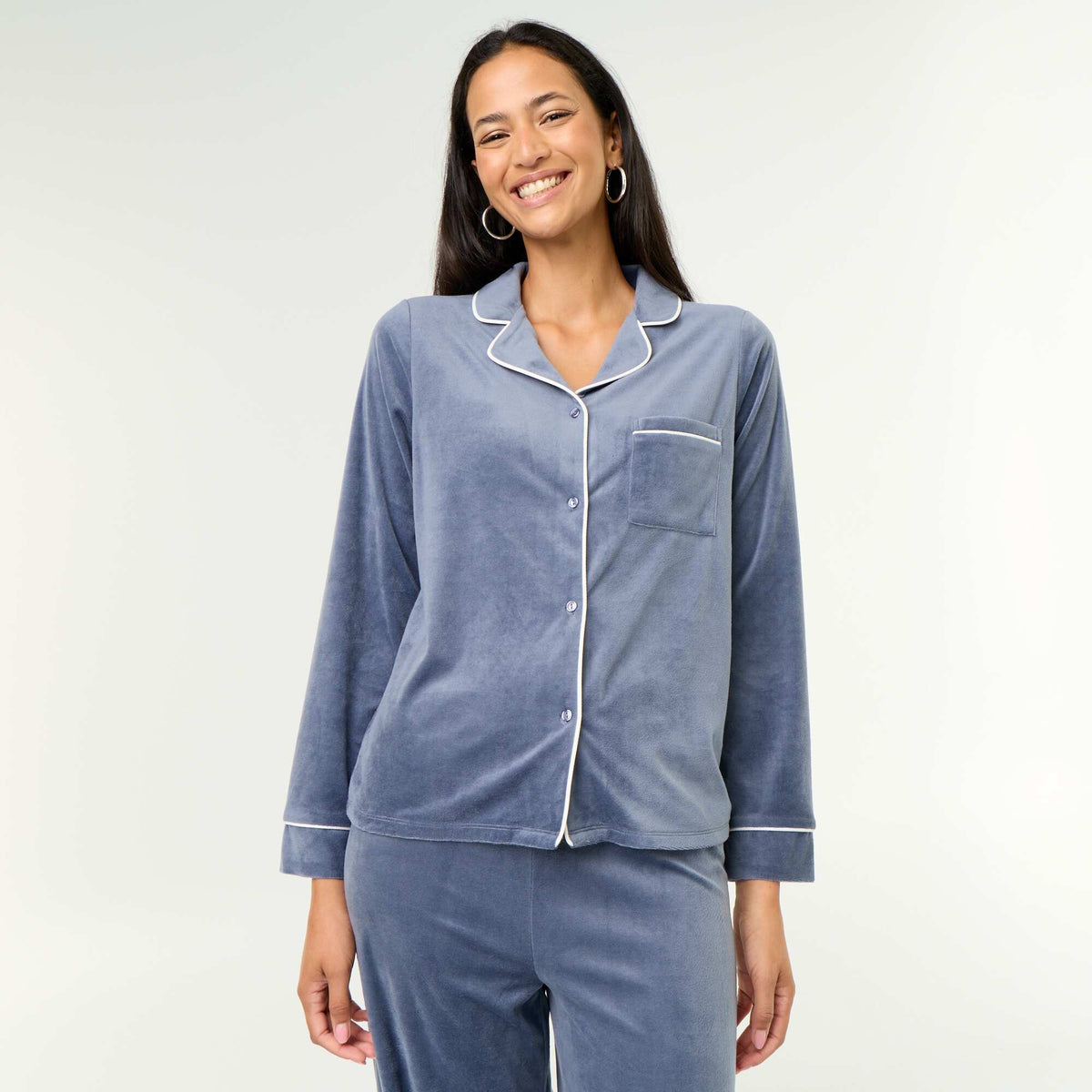 Ensemble pyjama 2 pièces - Chemisier + pantalon GRIS