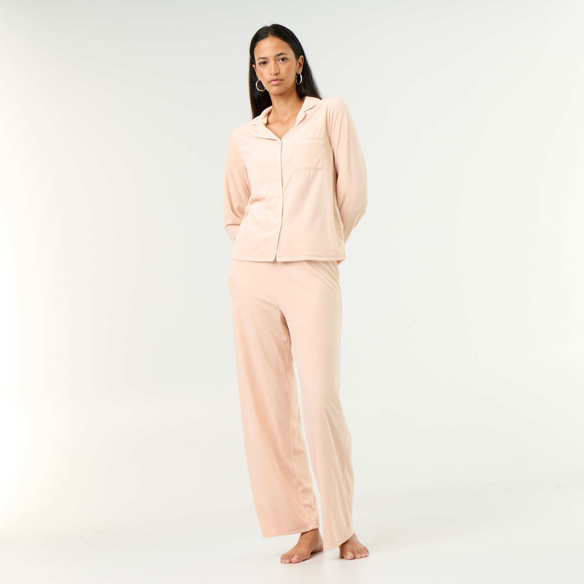 Ensemble pyjama 2 pièces - Chemisier + pantalon BEIGE