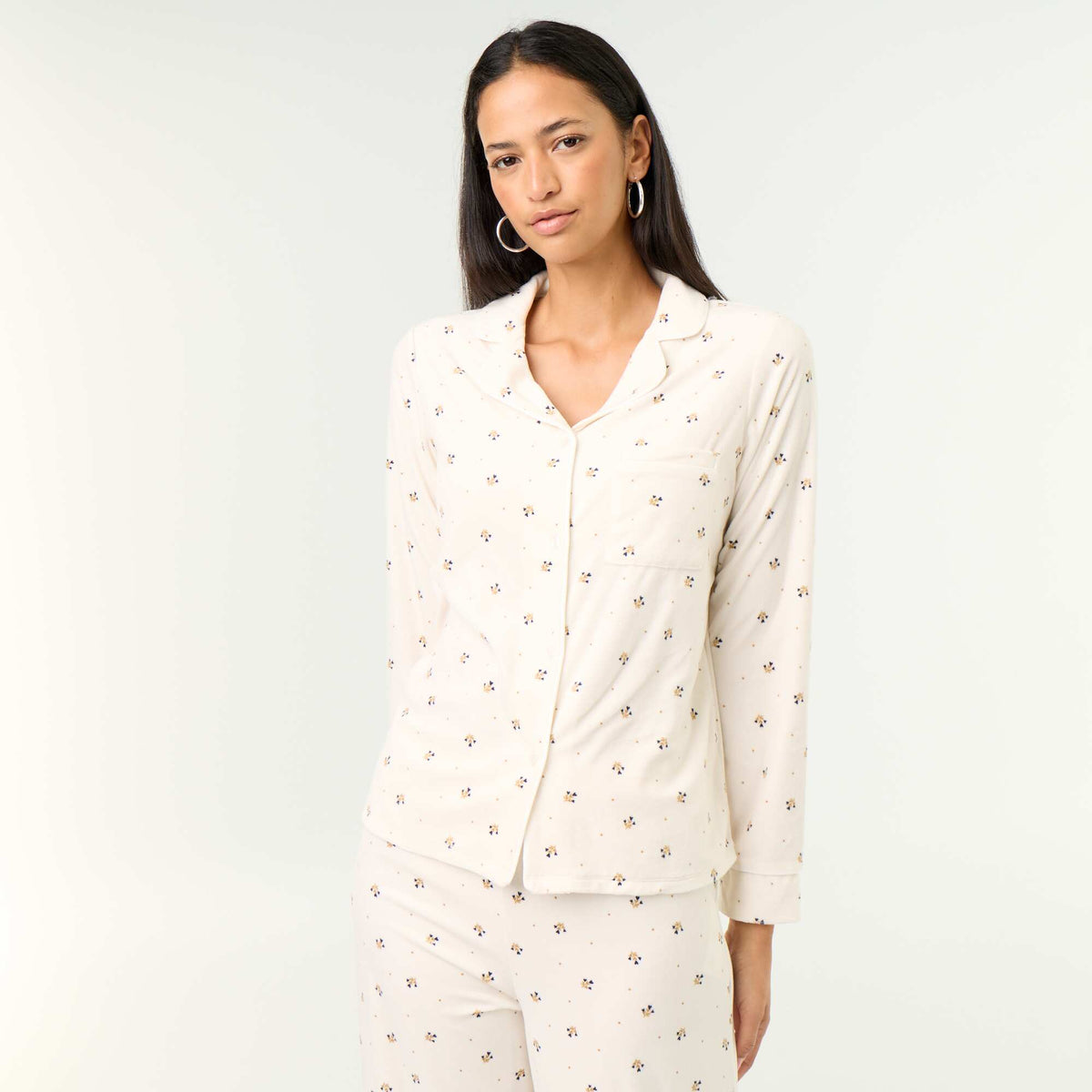 Ensemble pyjama 2 pièces - Chemisier + pantalon BLANC