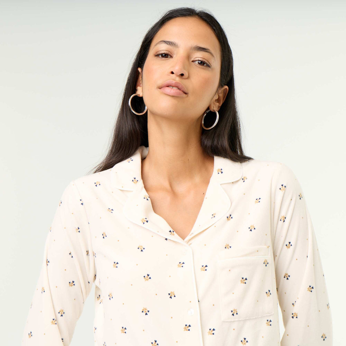 Ensemble pyjama 2 pièces - Chemisier + pantalon BLANC