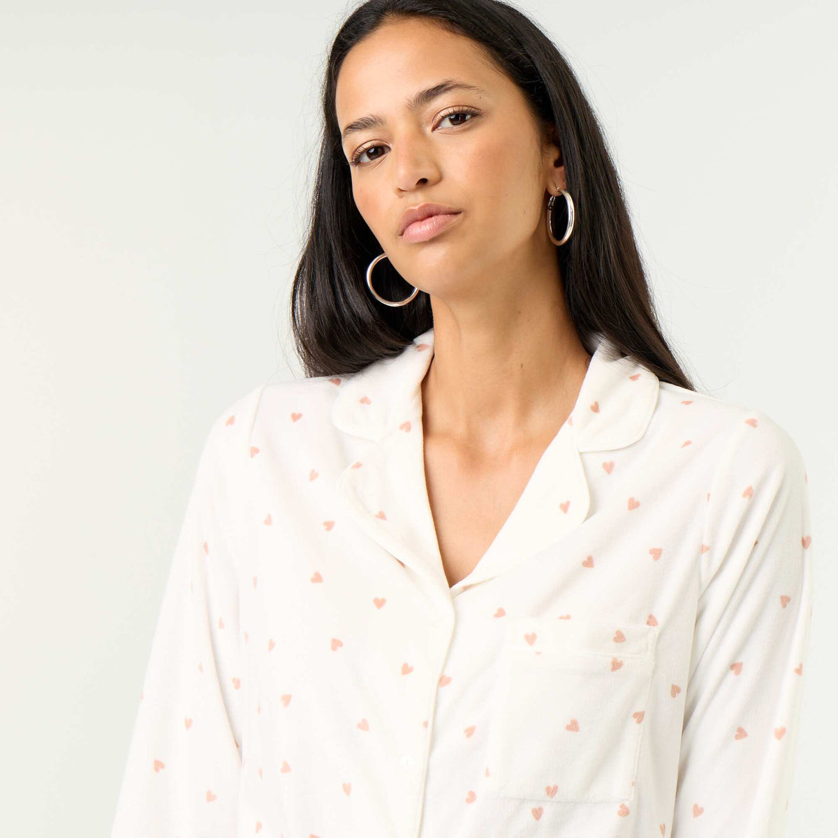 Ensemble pyjama 2 pièces - Chemisier + pantalon BLANC
