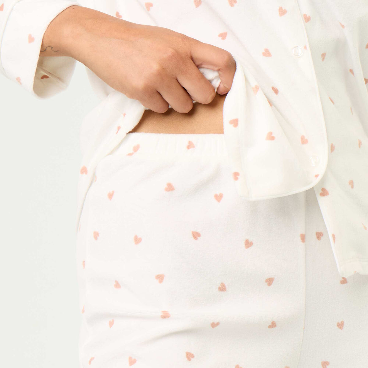 Ensemble pyjama 2 pièces - Chemisier + pantalon BLANC
