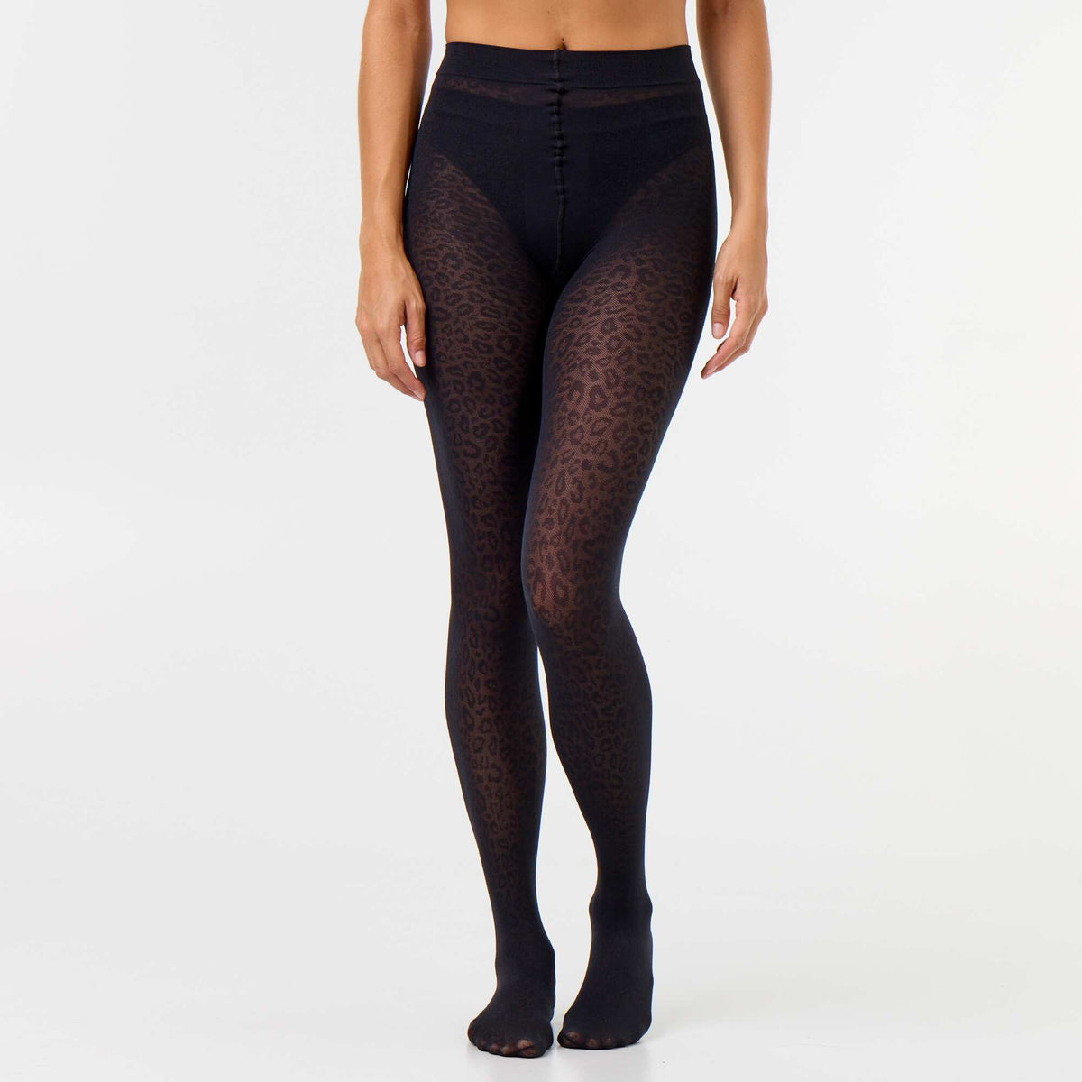 Collants imprimé léopard NOIR