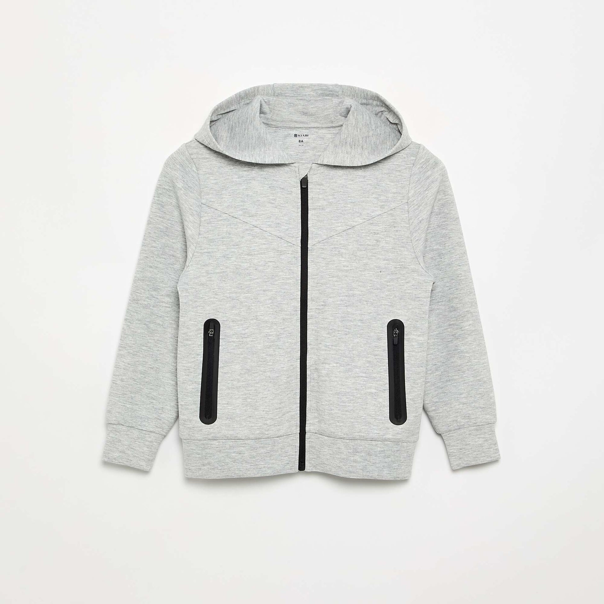 Sweat à capuche zippé avec 2 poches zippées GRIS