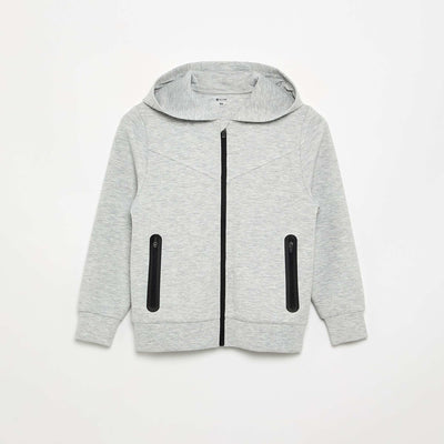 Sweat à capuche zippé avec 2 poches zippées GRIS