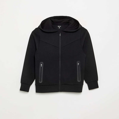 Sweat à capuche zippé avec 2 poches zippées NOIR