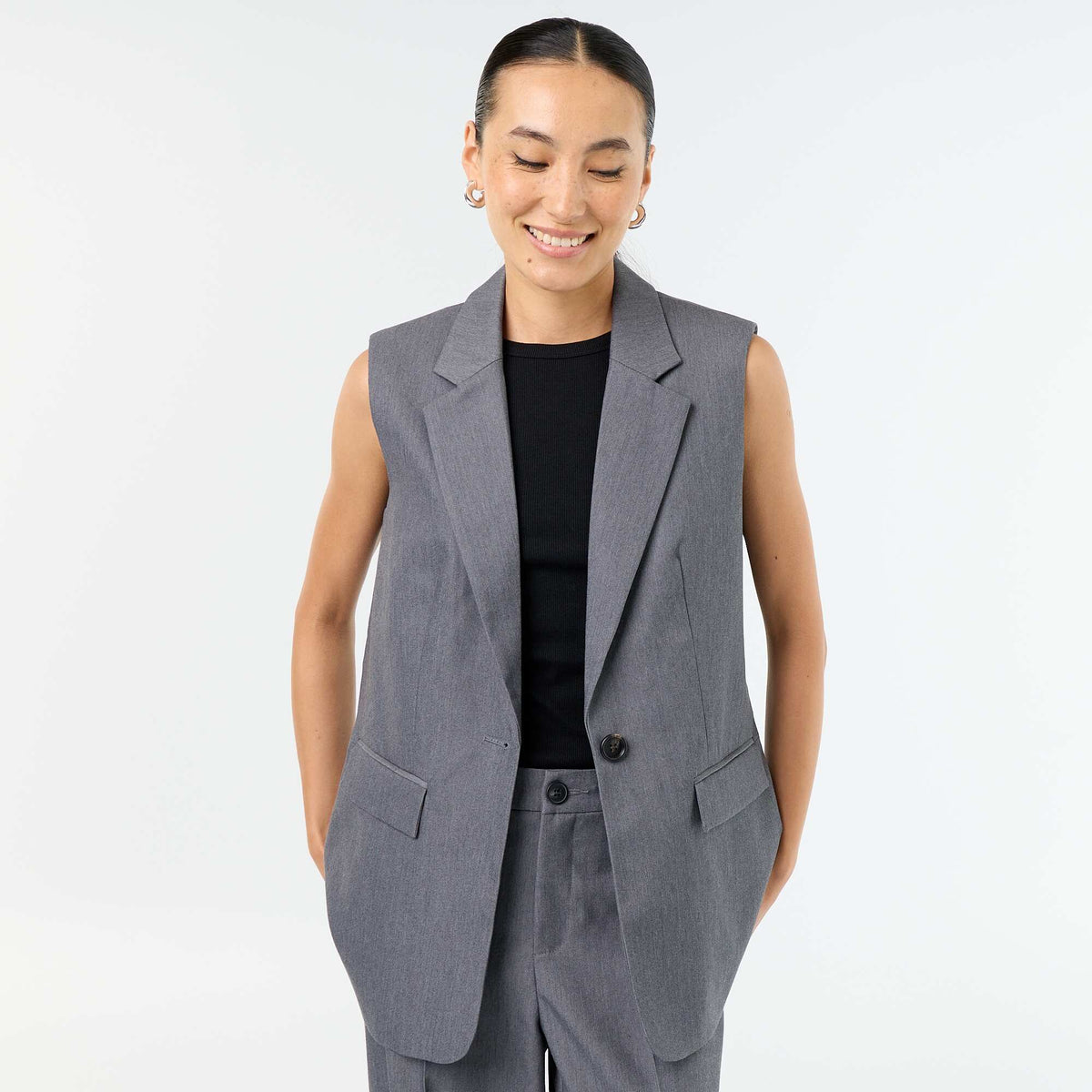 Longue veste sans manches GRIS