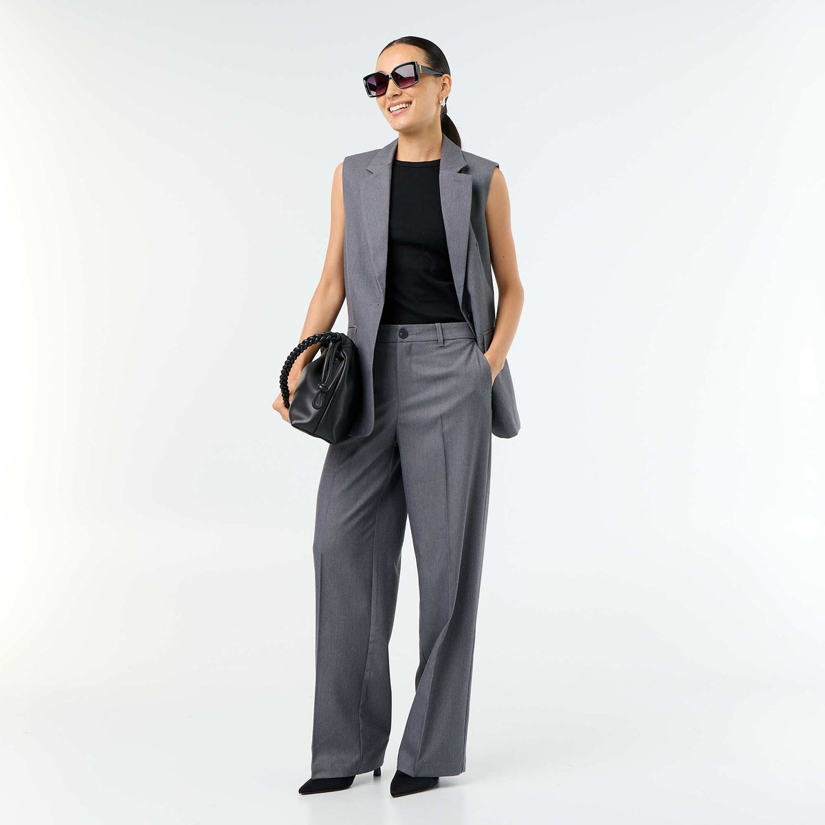 Longue veste sans manches GRIS