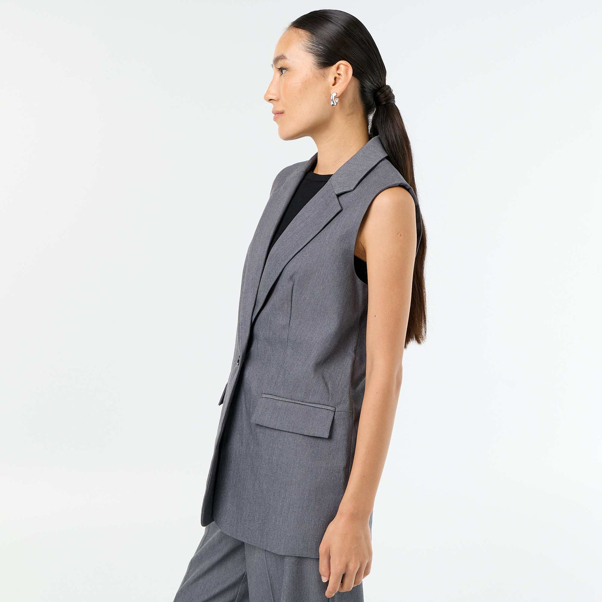 Longue veste sans manches GRIS