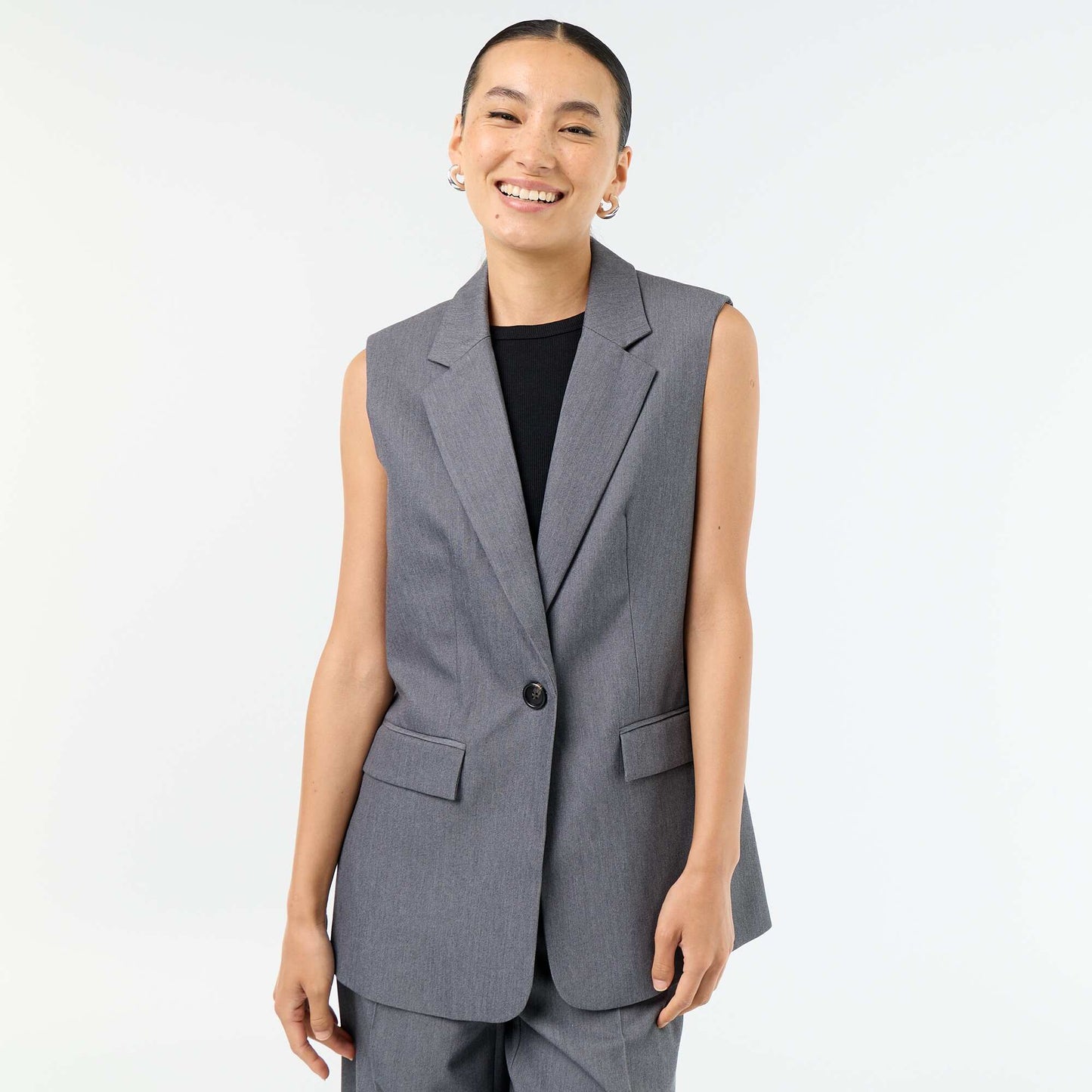 Longue veste sans manches GRIS