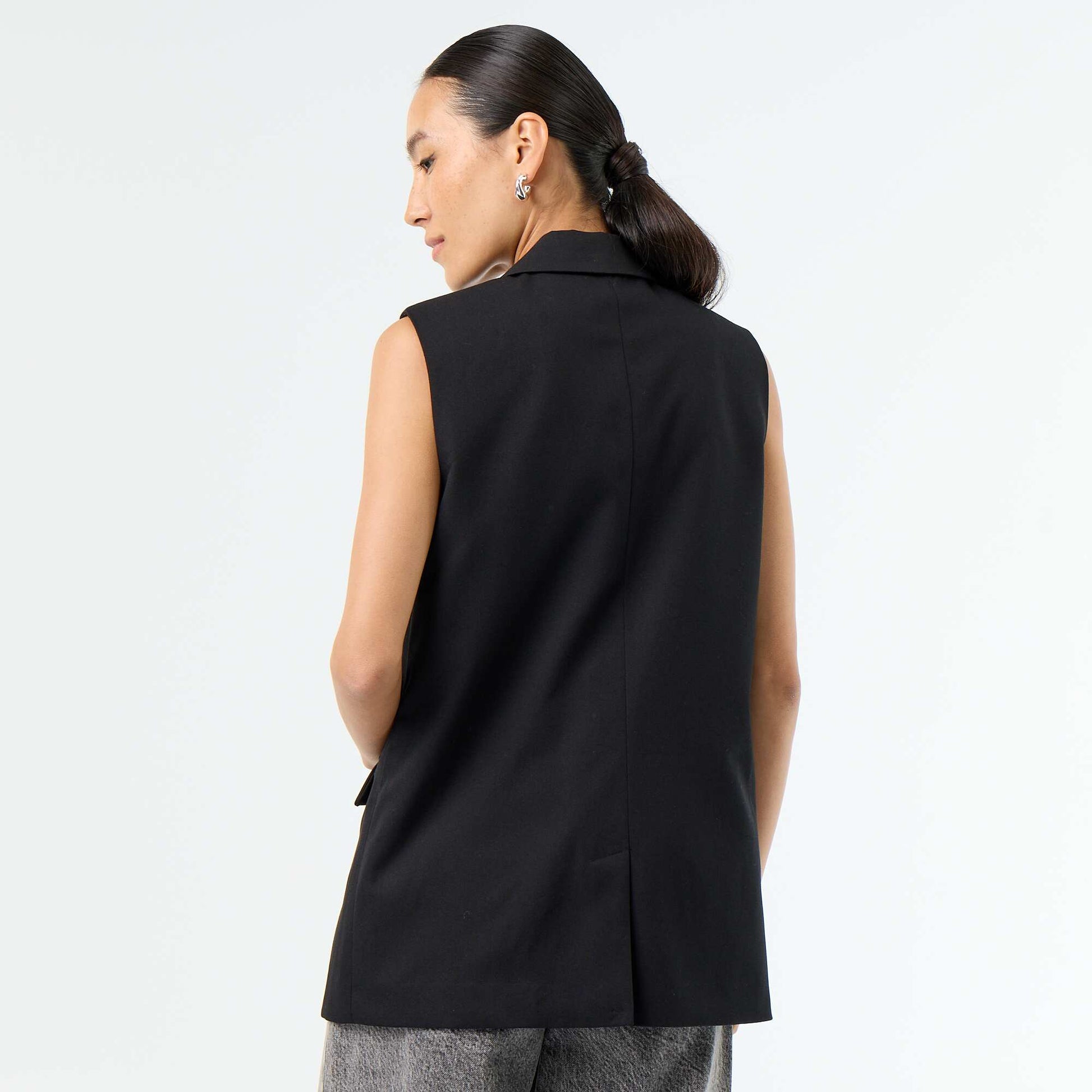 Longue veste sans manches NOIR