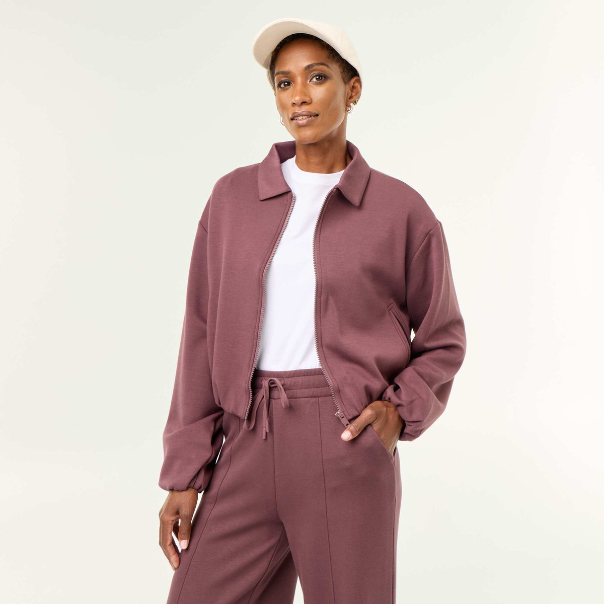 Sweat zippé avec col chemise VIOLET
