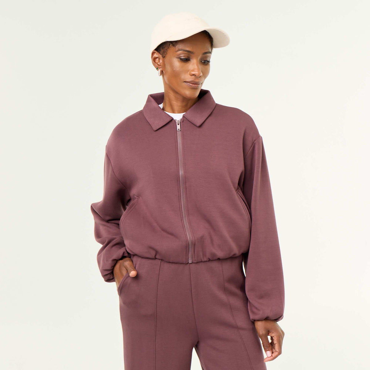 Sweat zippé avec col chemise VIOLET