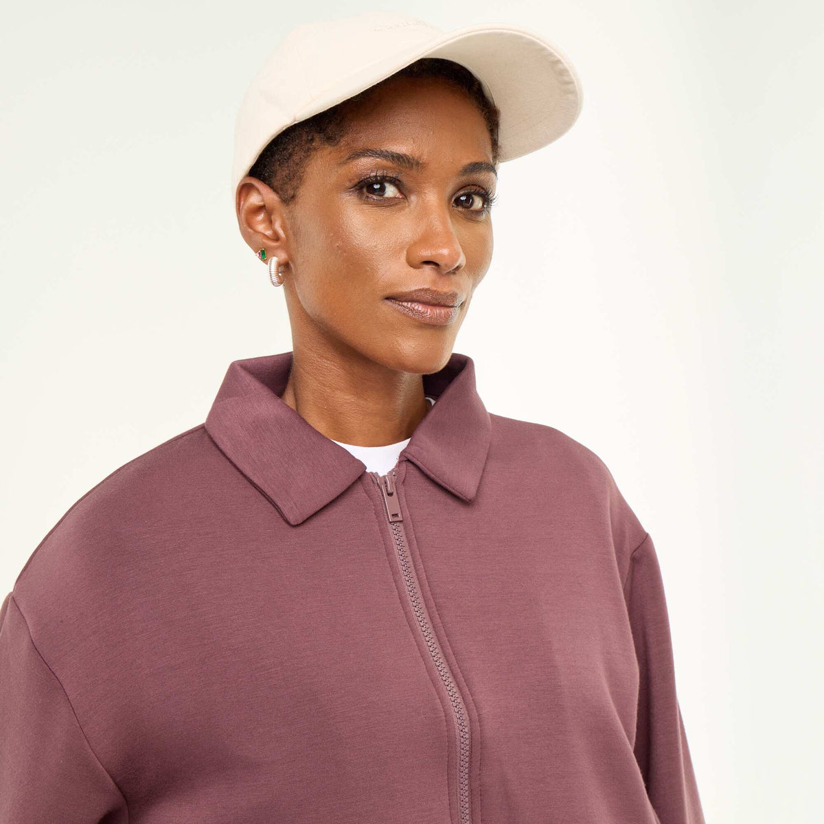 Sweat zippé avec col chemise VIOLET