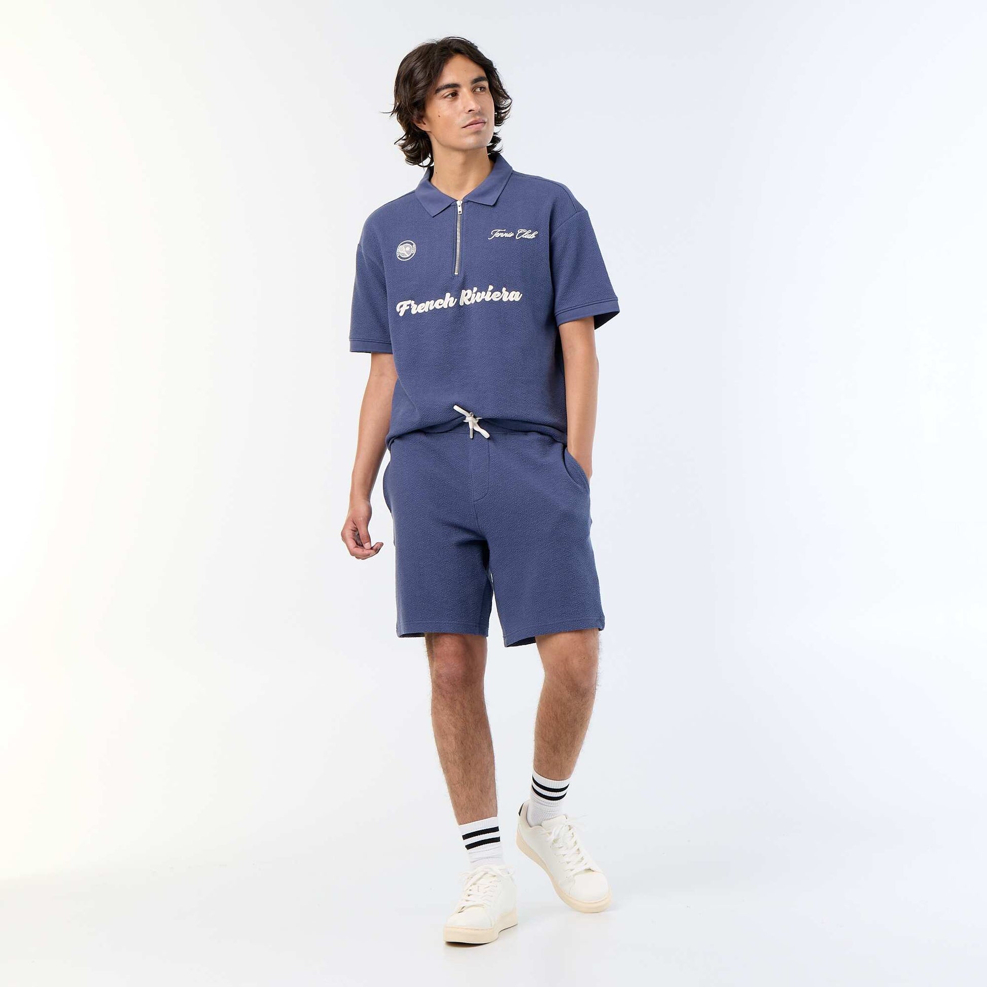 Bermuda maille lourde uni BLEU