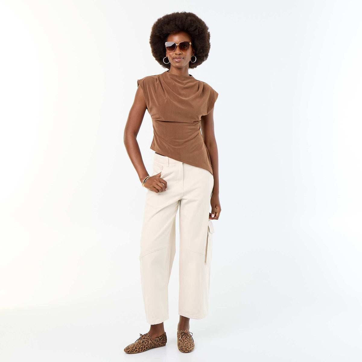 Pantalon ballon avec poche à rabat ECRU
