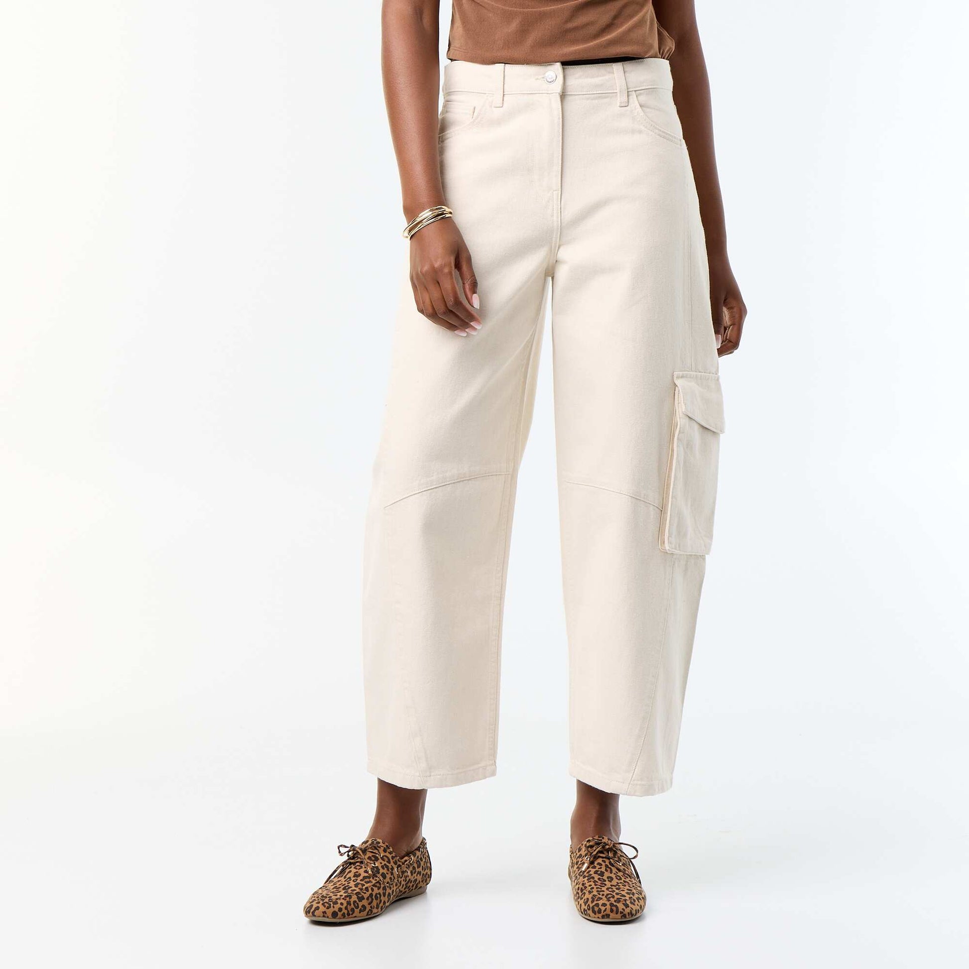 Pantalon ballon avec poche à rabat ECRU