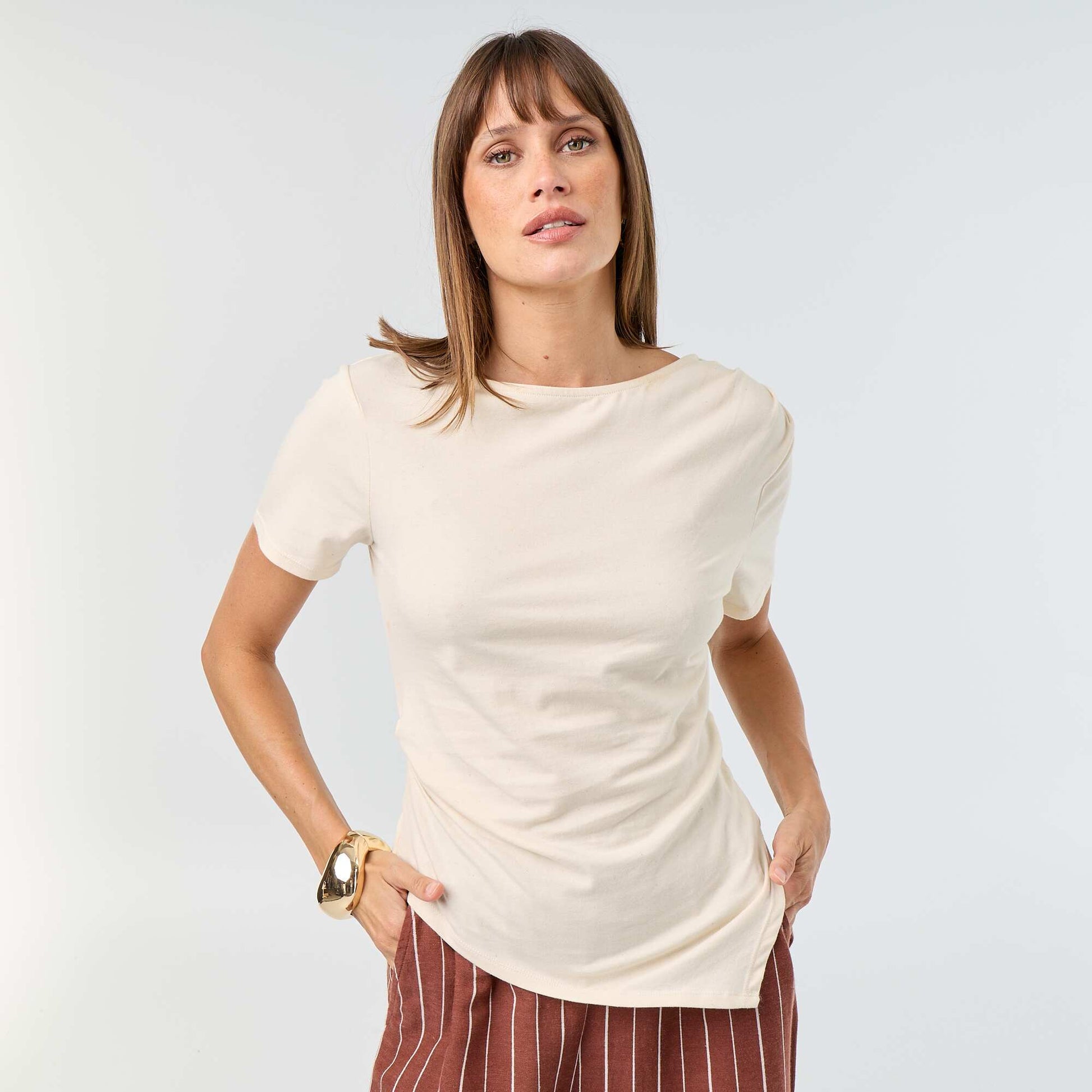 T-shirt manches courtes asymétrique BLANC