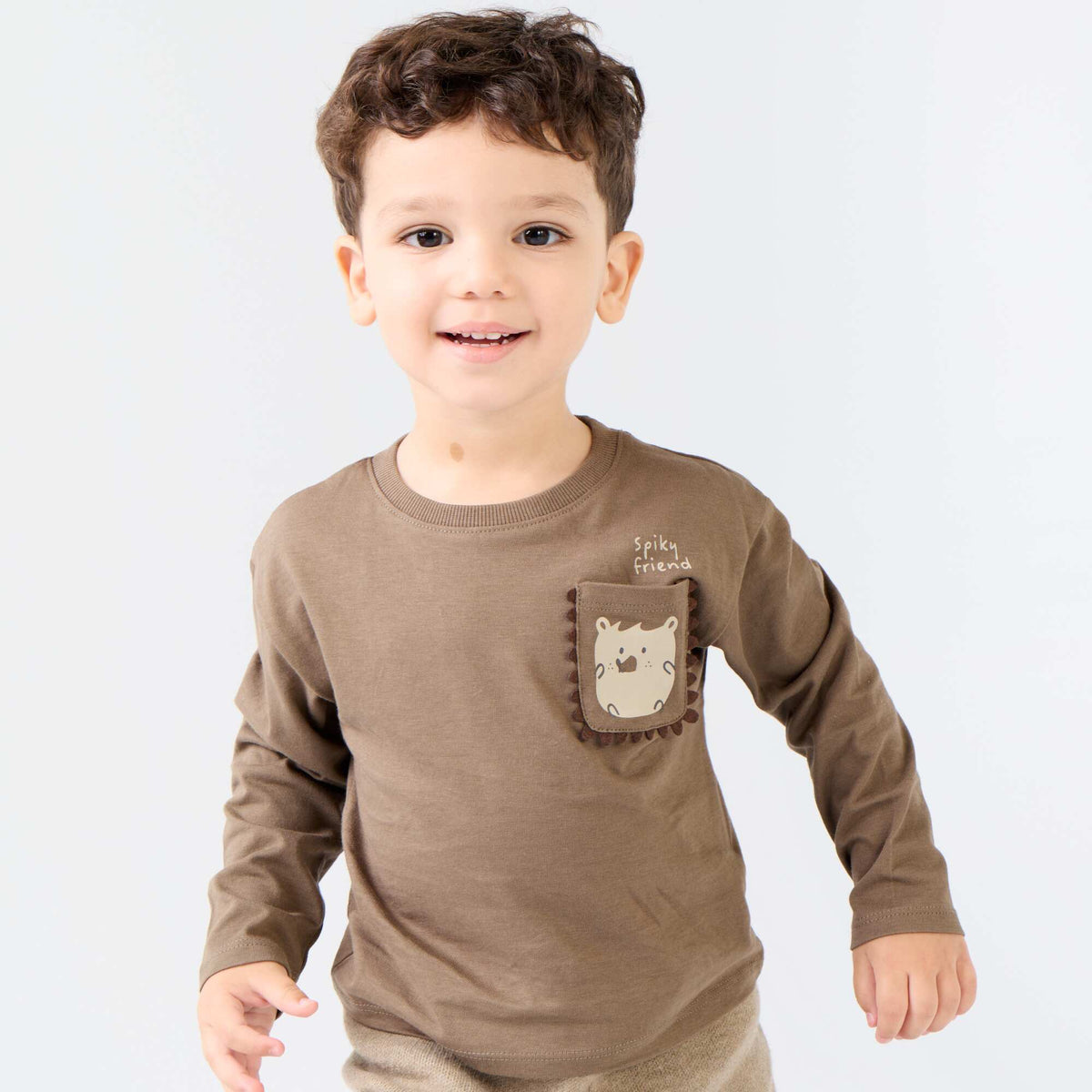 T-shirt à manches longues avec poche animée MARRON