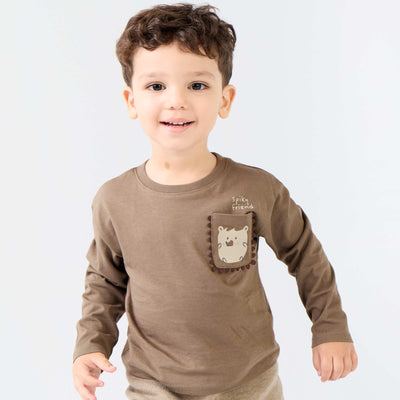 T-shirt à manches longues avec poche animée MARRON