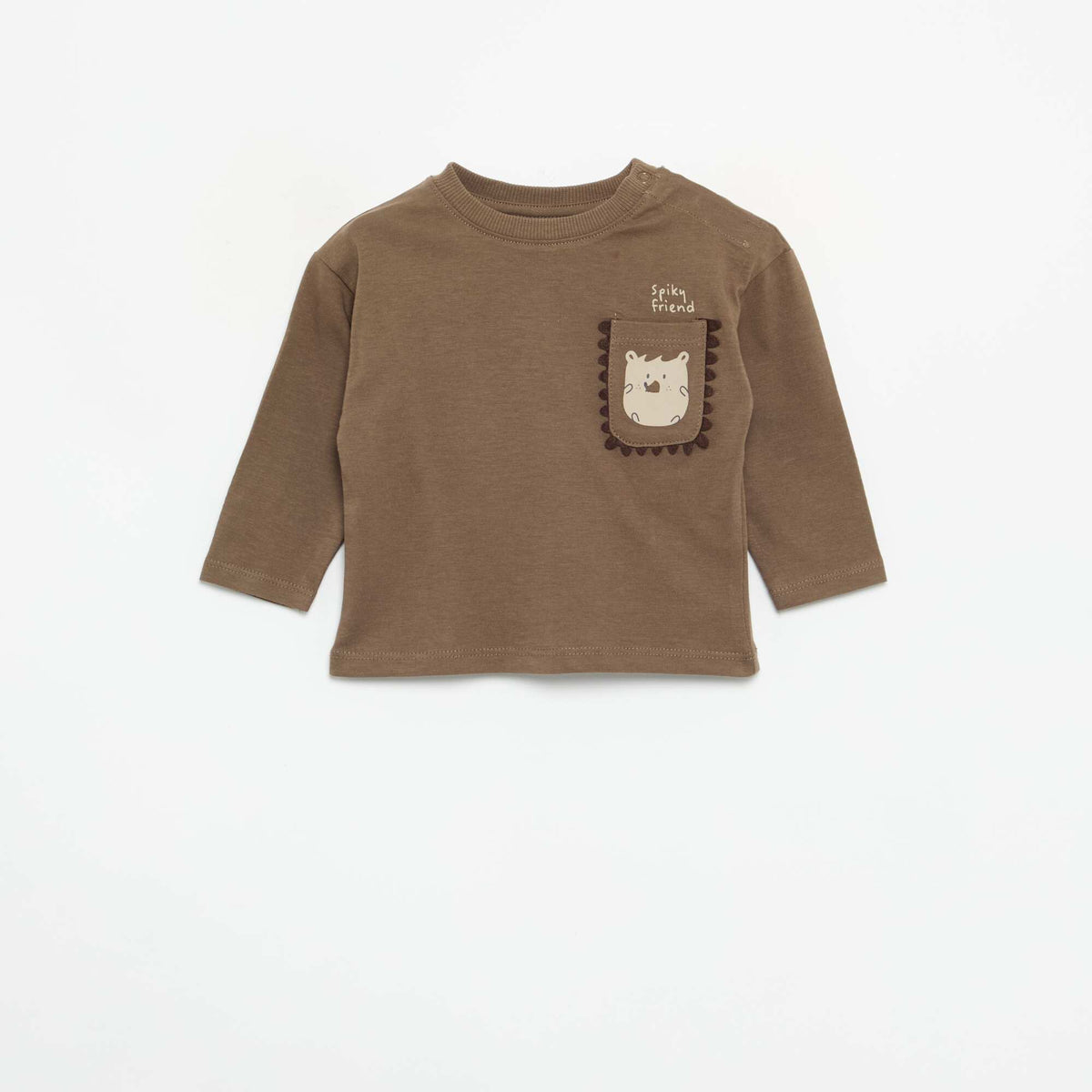 T-shirt à manches longues avec poche animée MARRON