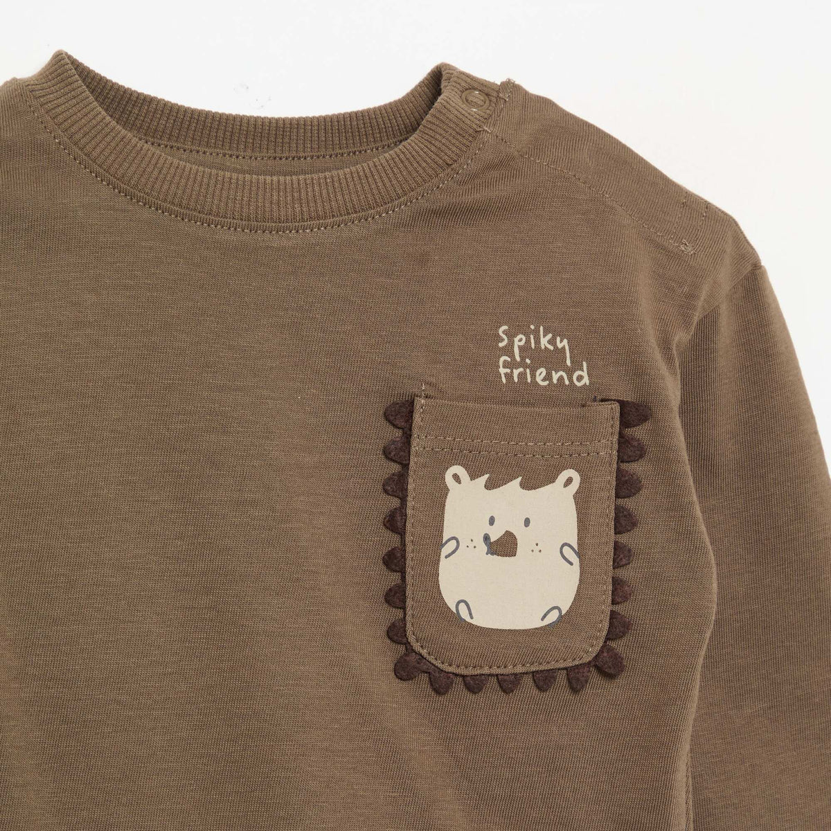 T-shirt à manches longues avec poche animée MARRON