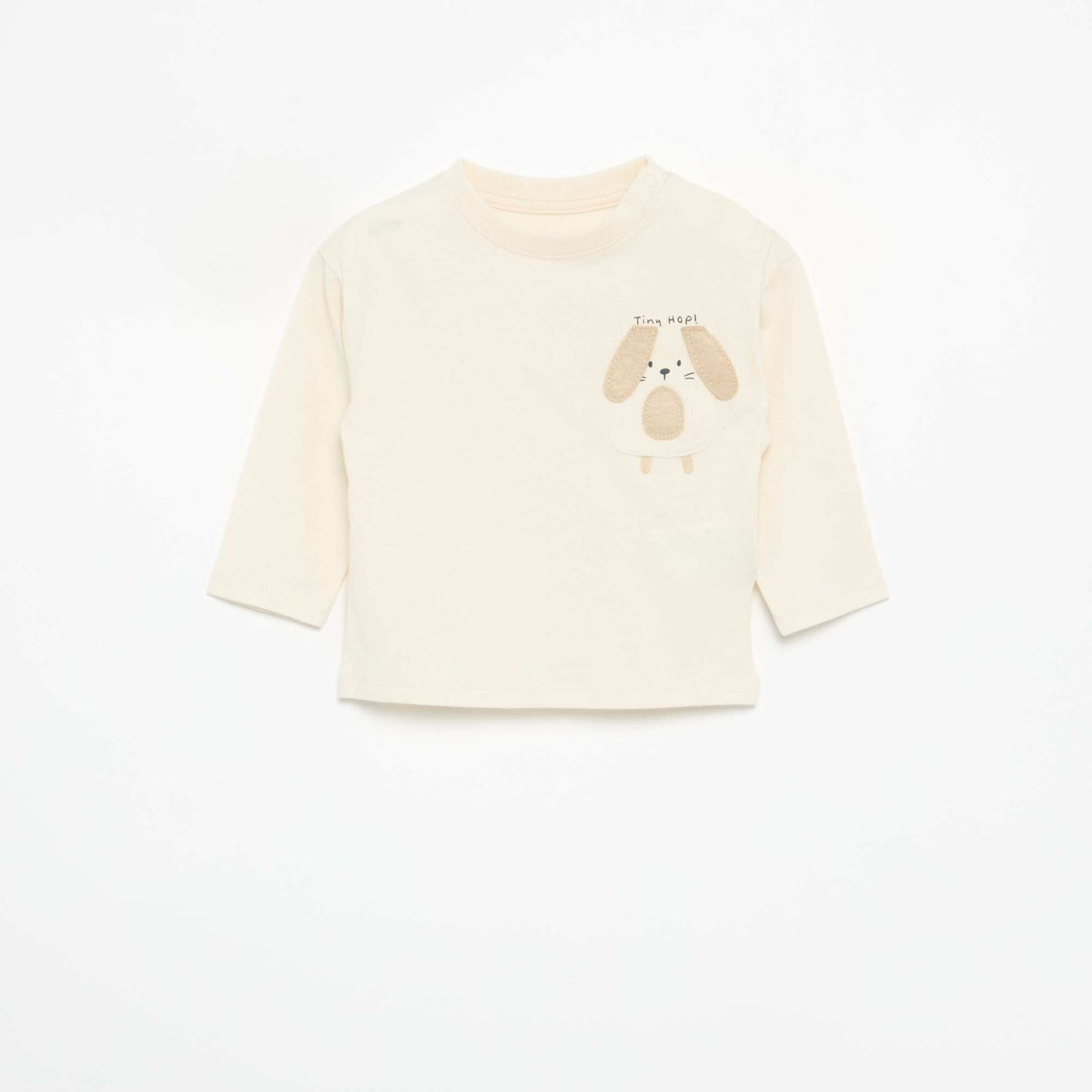 T-shirt à manches longues avec poche animée BLANC