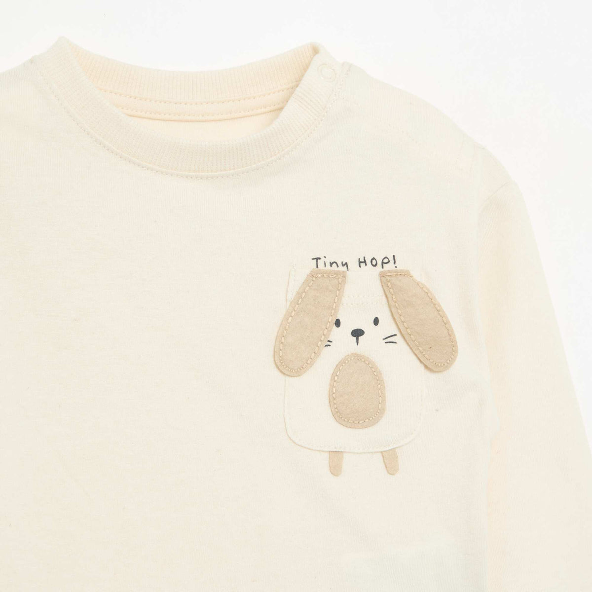 T-shirt à manches longues avec poche animée BLANC
