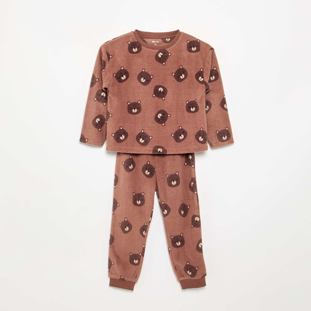 Pyjama 2 pièces en polaire MARRON