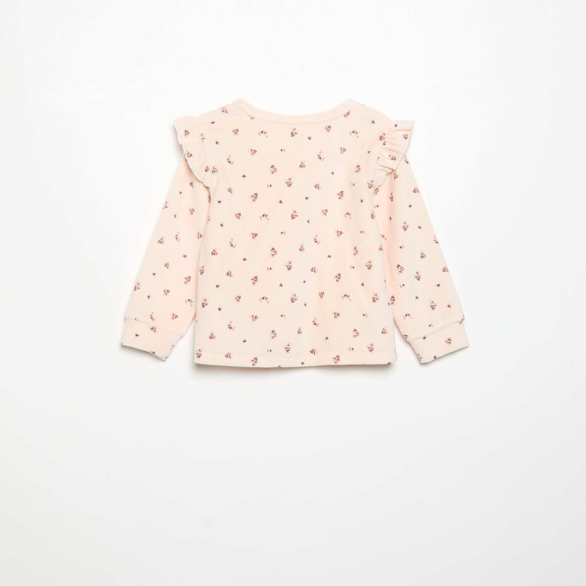 Pyjama 2 pièces en velours - Sweat avec volants aux emmanchures + pantalon ROSE