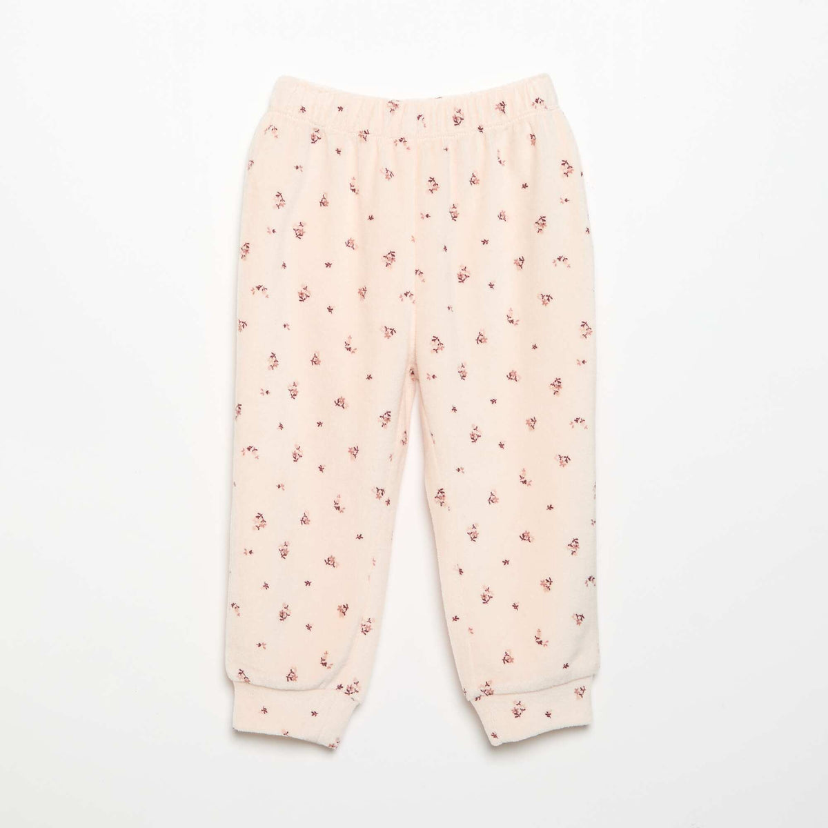 Pyjama 2 pièces en velours - Sweat avec volants aux emmanchures + pantalon ROSE