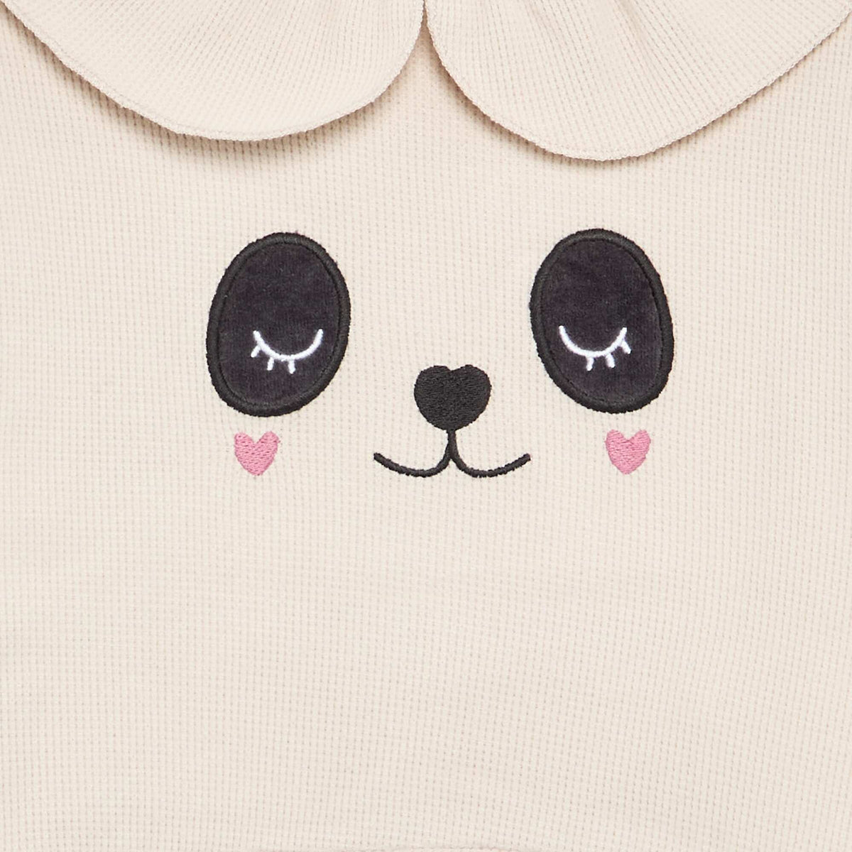 Pyjama 2 pièces en maille gaufrée - Sweat + pantalon ECRU