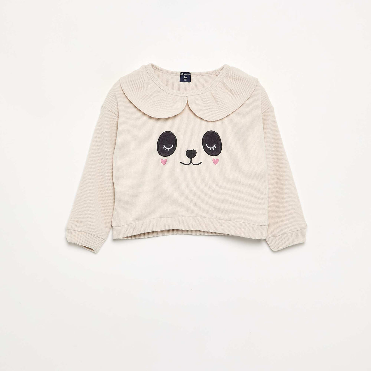 Pyjama 2 pièces en maille gaufrée - Sweat + pantalon ECRU