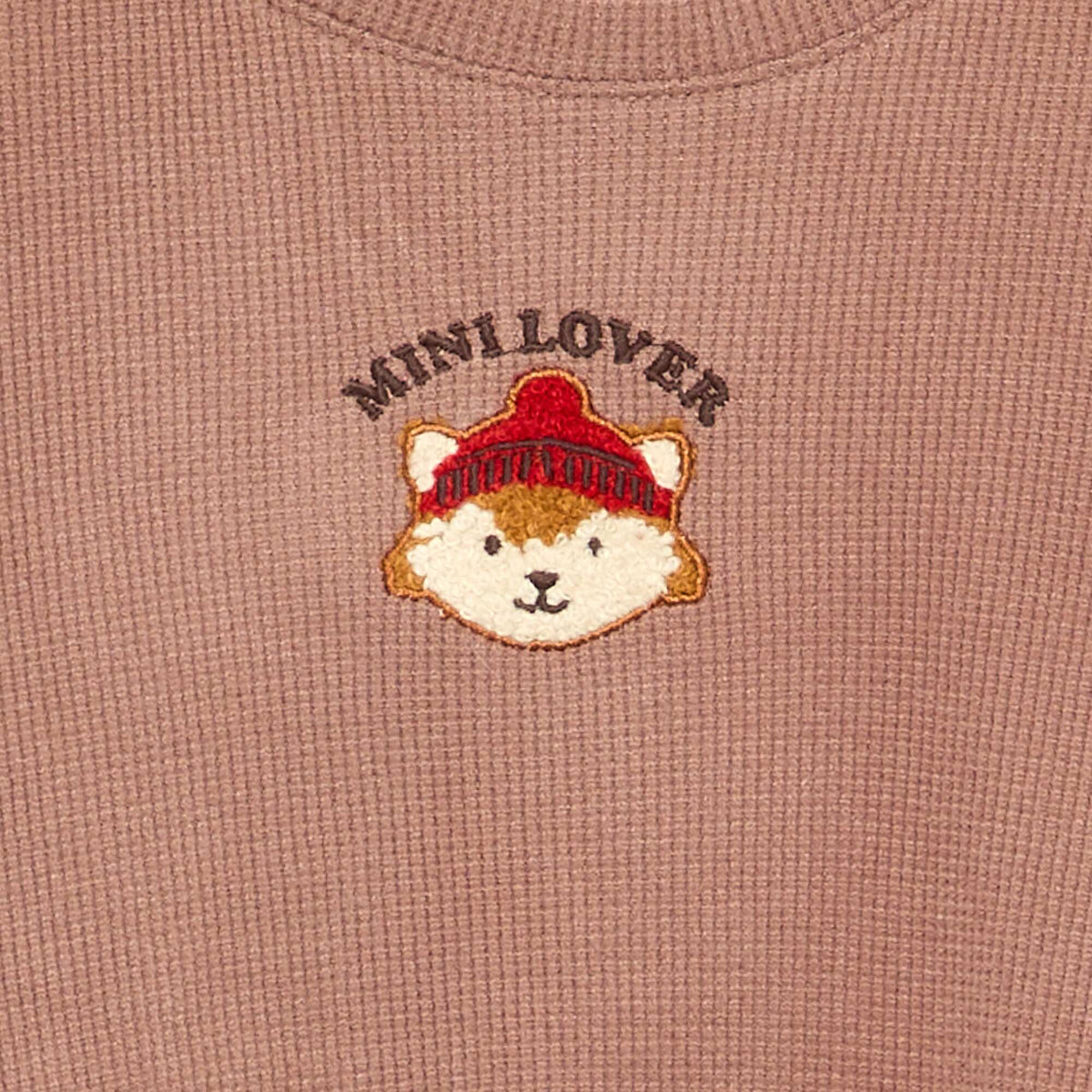 Pyjama 2 pièces en maille gaufrée- Sweat + pantalon MARRON