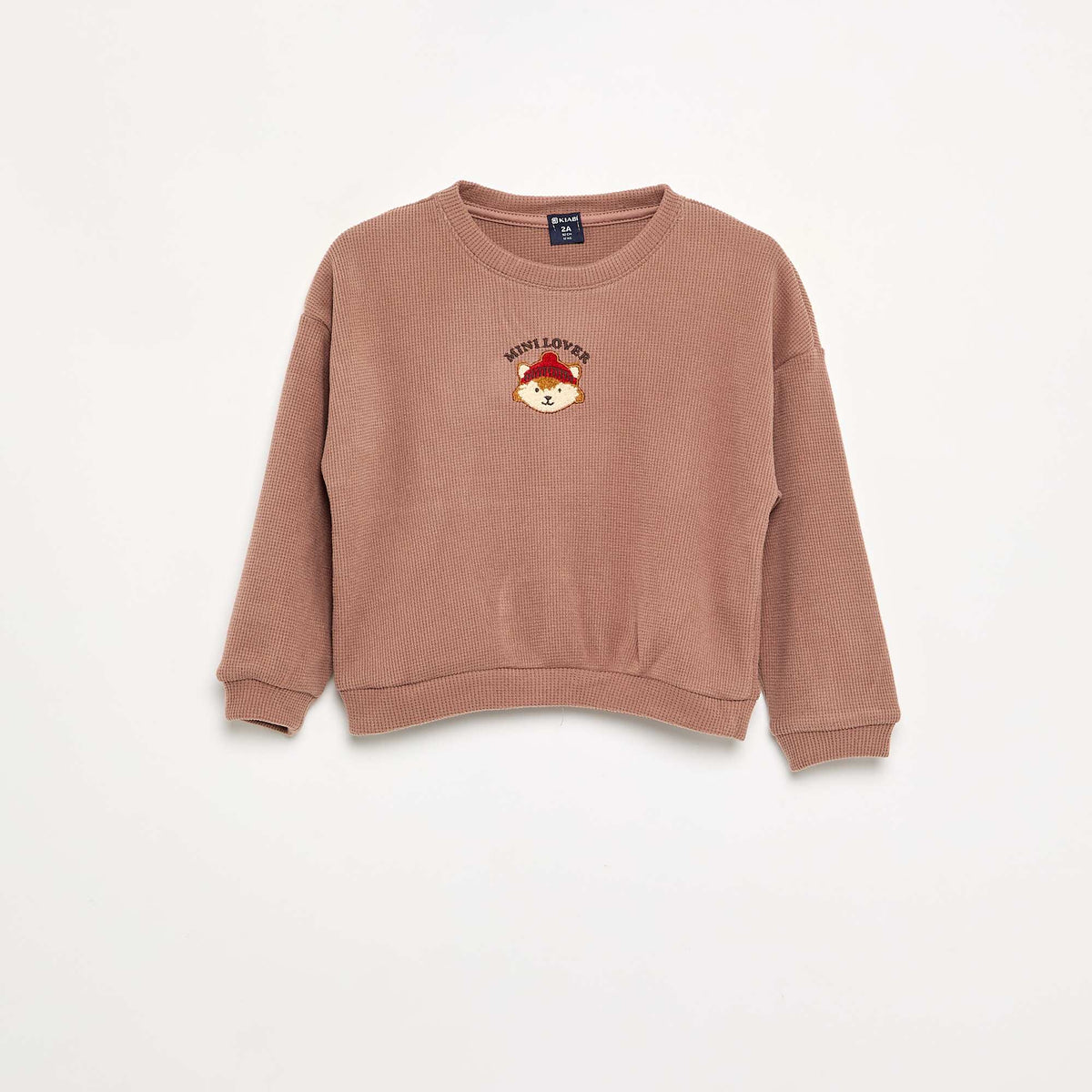 Pyjama 2 pièces en maille gaufrée- Sweat + pantalon MARRON