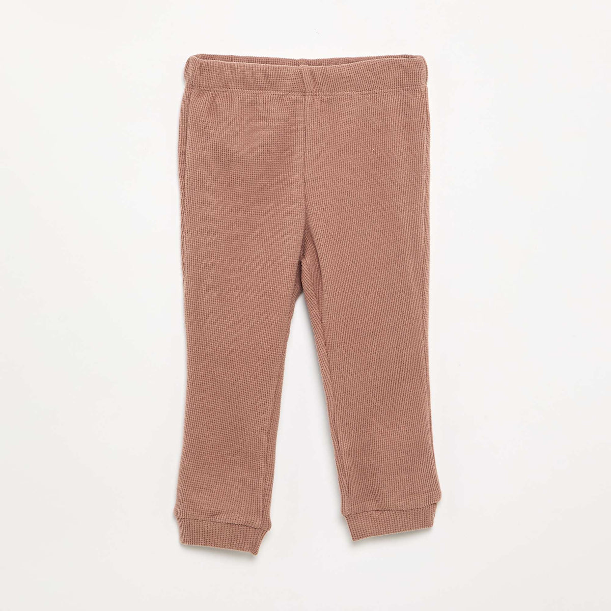 Pyjama 2 pièces en maille gaufrée- Sweat + pantalon MARRON