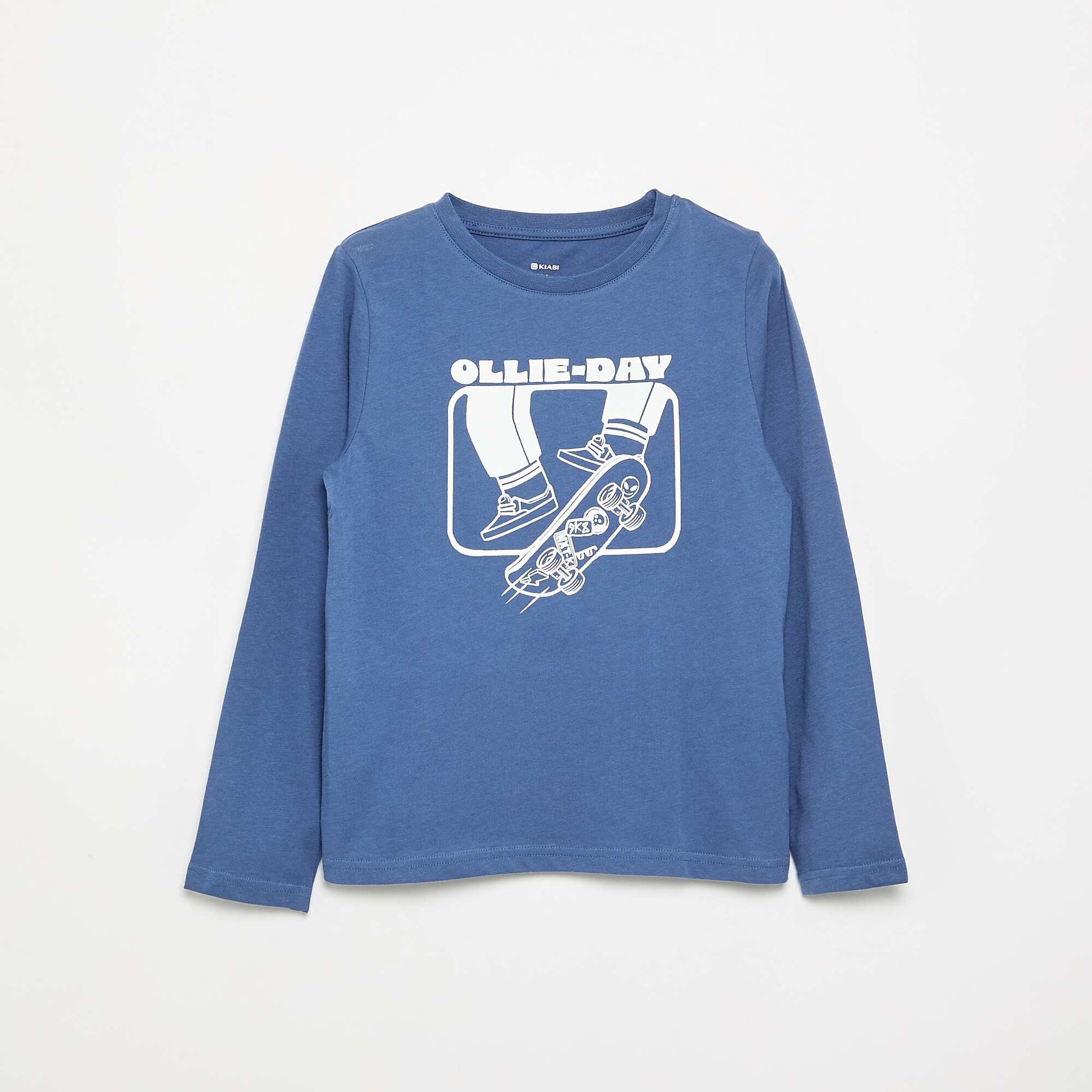 T-shirt manches longues imprimé BLEU