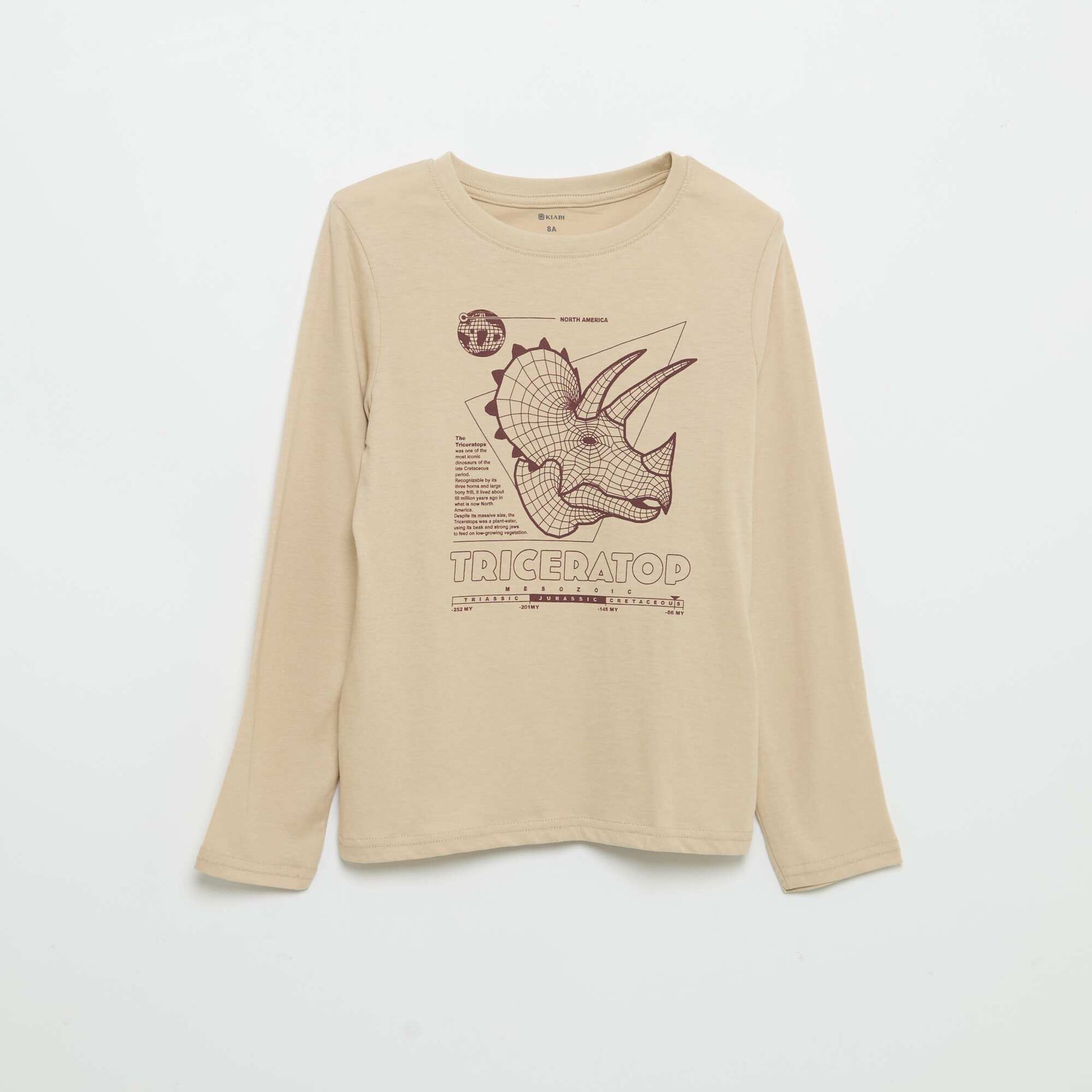 T-shirt manches longues imprimé BEIGE