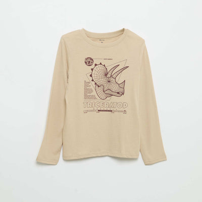T-shirt manches longues imprimé BEIGE