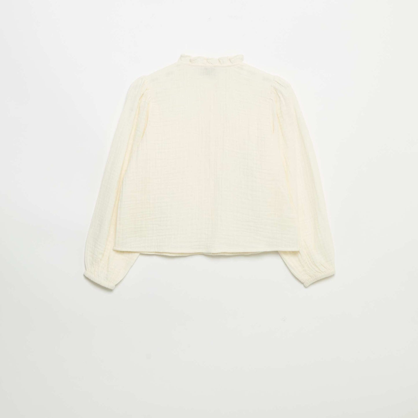 Chemise avec col volanté et broderies BEIGE