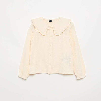 Chemisier en double gaze avec col claudine BEIGE