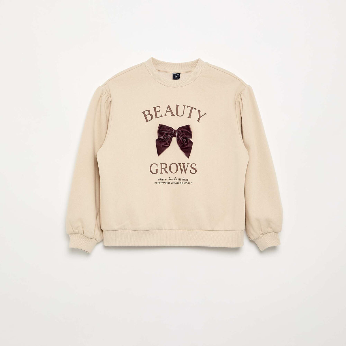Sweat à manches longues avec nœud BEIGE
