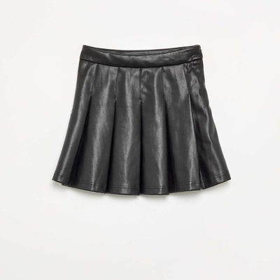 Jupe courte plissée en simili NOIR