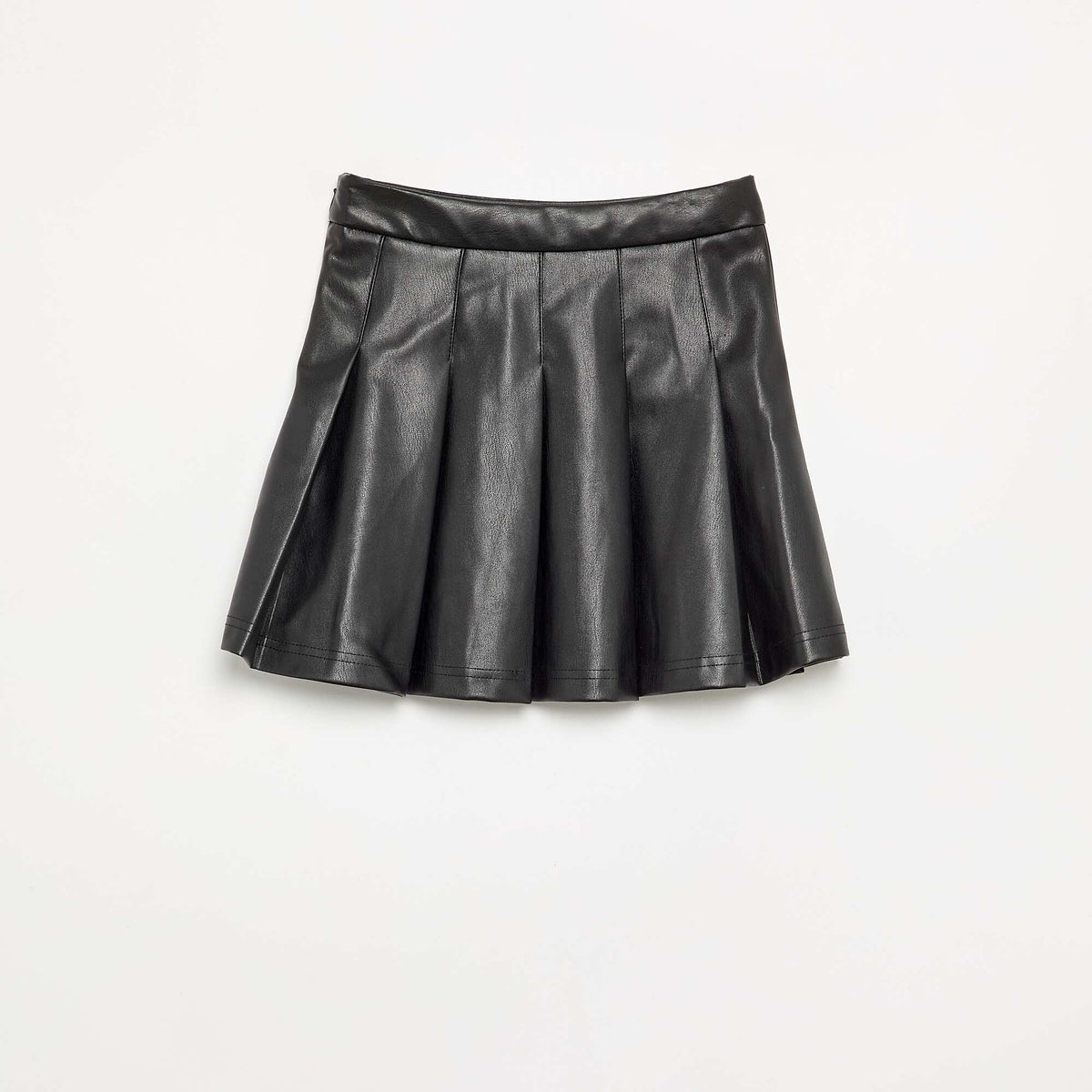 Jupe courte plissée en simili NOIR
