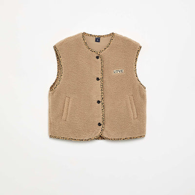 Gilet sans manches en moumoute BEIGE